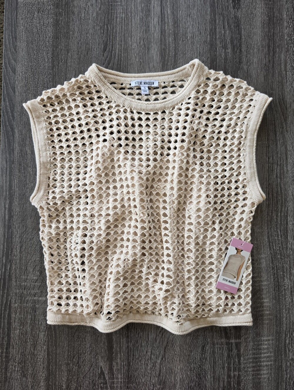 NWT Steve Madden Beige Crochet Top
